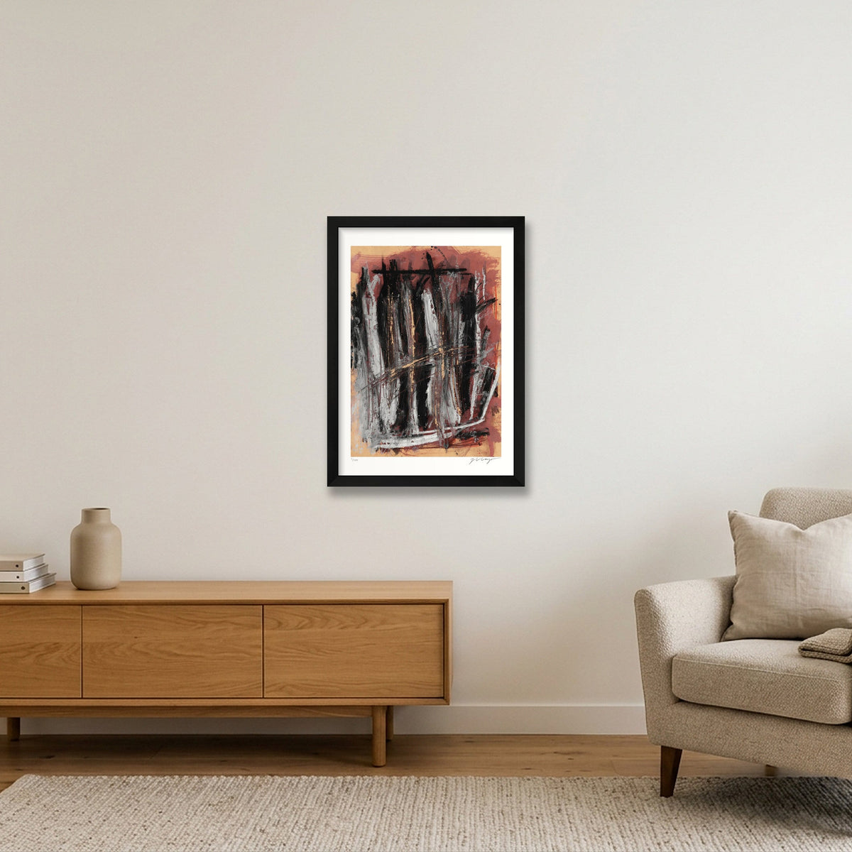 Expandable Beginning - scratched paper #2 — A3 (30×42cm, 12×17") Black Frame