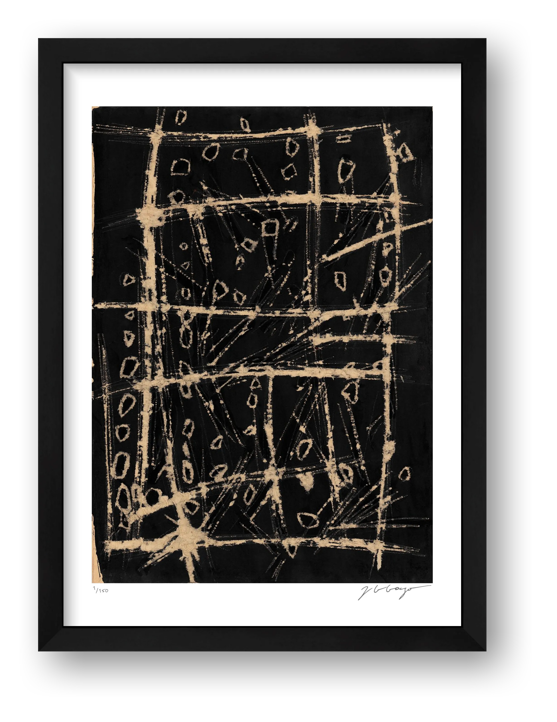 Expandable Beginning - scratched paper #1 — framed