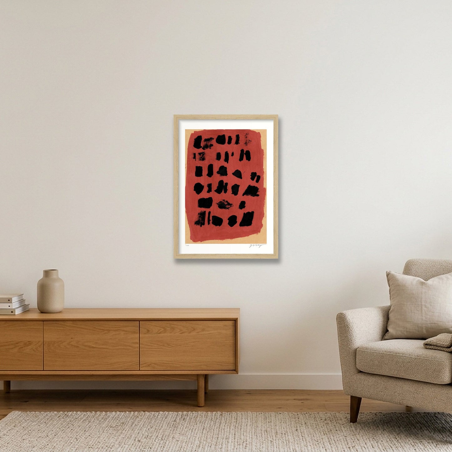 Expandable Beginning - sanguine #1 — A3 (30×42cm, 12×17") Oak Frame
