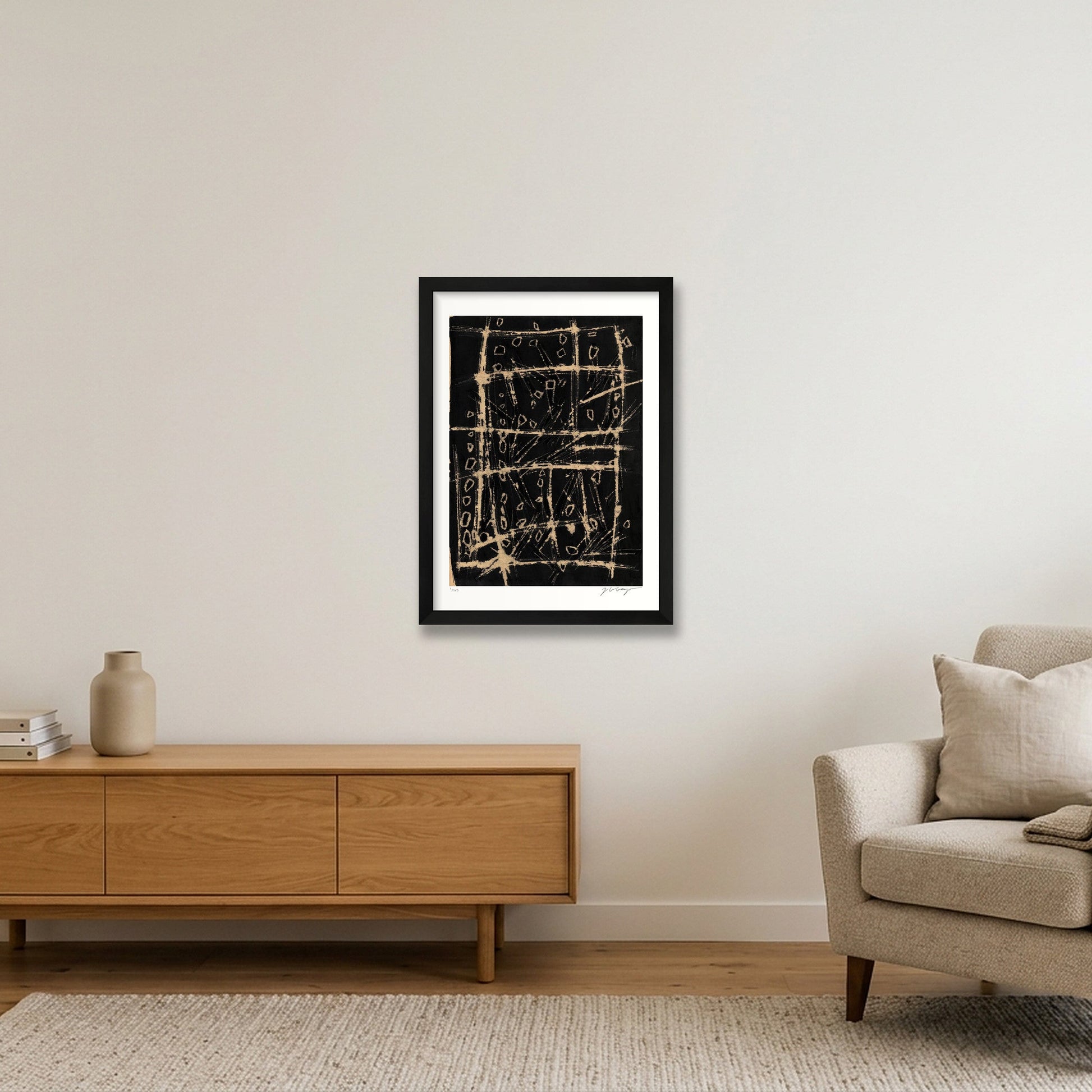 Expandable Beginning - scratched paper #1 — A3 (30×42cm, 12×17") Black Frame