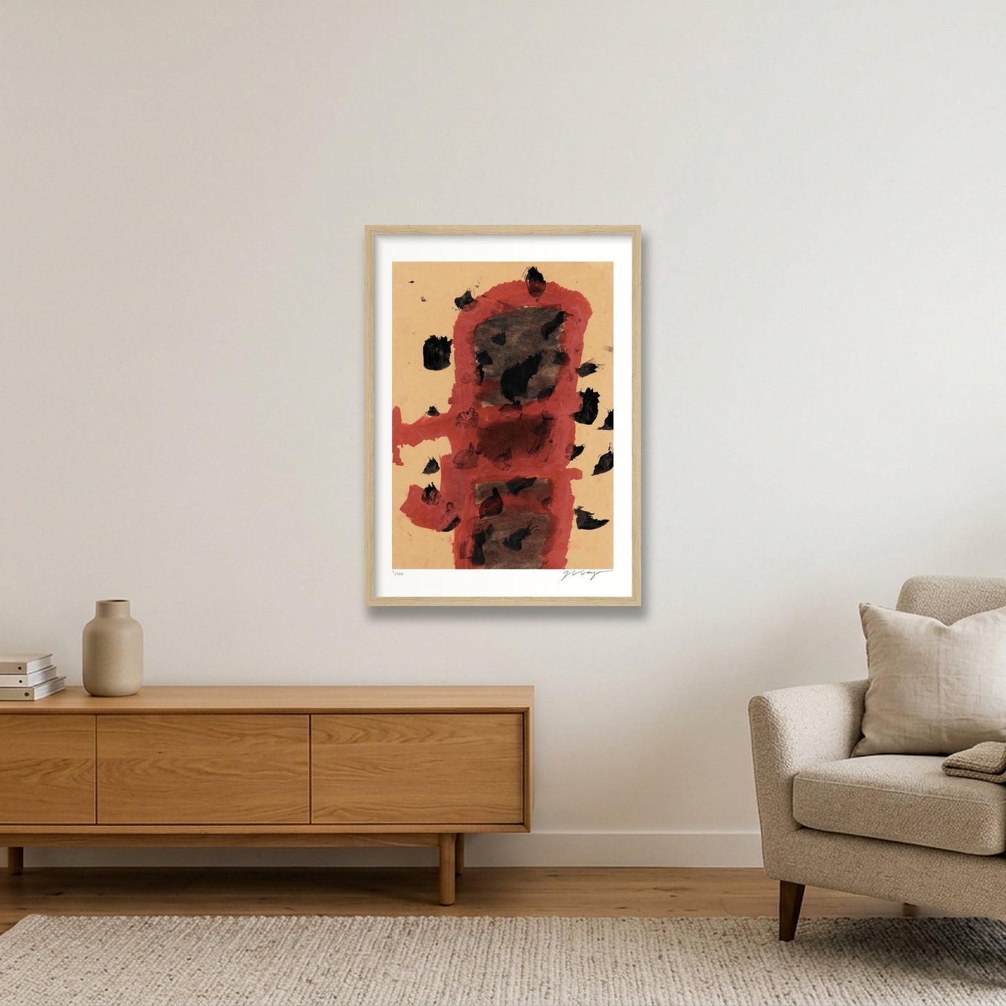 Expandable Beginning - sanguine #2 — 42×59cm, 17×23" Oak Frame