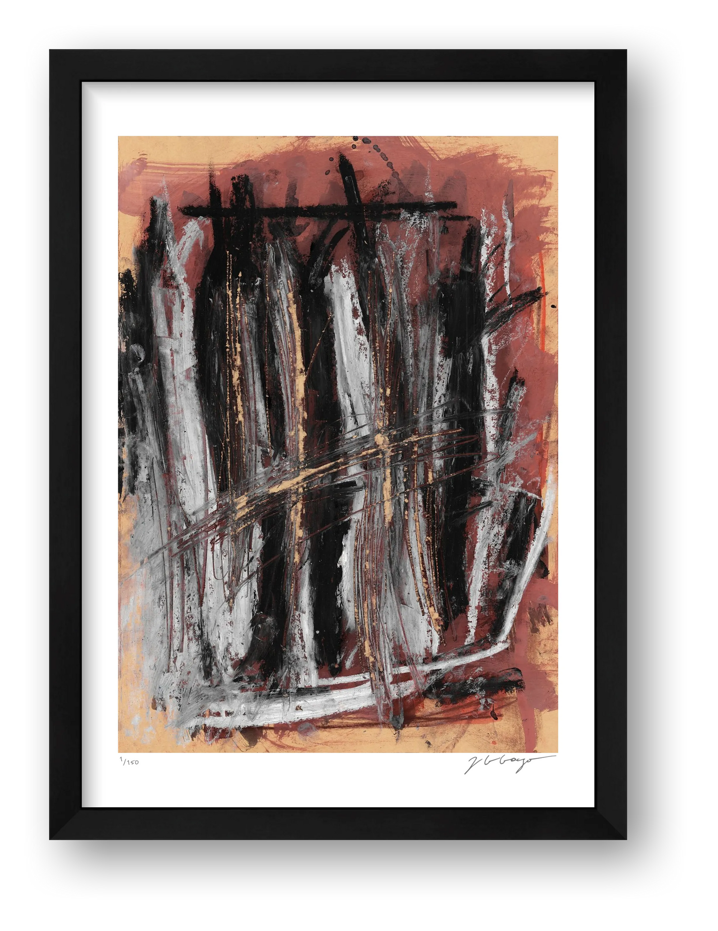 Expandable Beginning - scratched paper #2 — framed