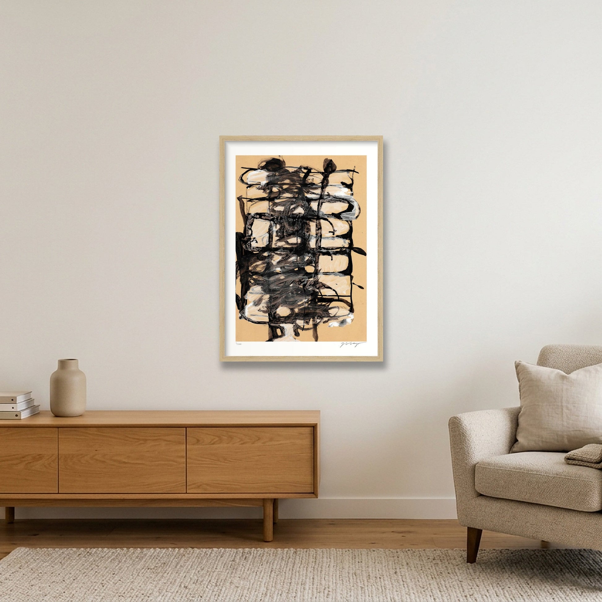 Expandable Beginning - hints of white #2 — 42×59cm, 17×23" Oak Frame
