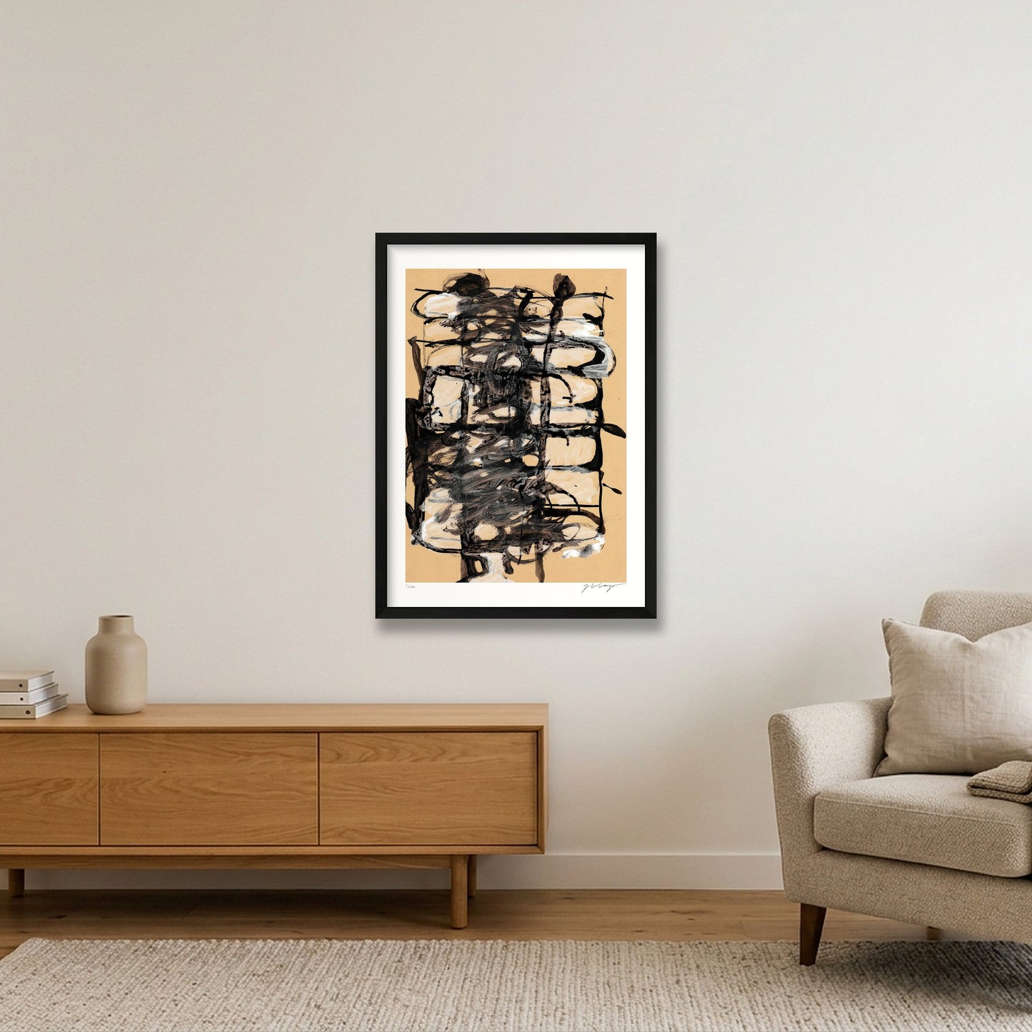 Expandable Beginning - hints of white #2 — 42×59cm, 17×23" Black Frame